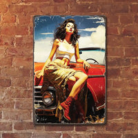 Avto retro - Pin-Up metalna tabelka