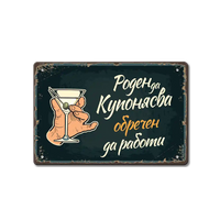 Метална табелка Роден да купонясва!