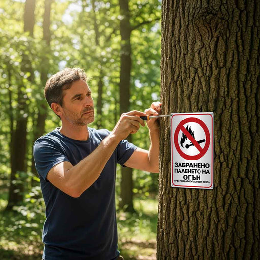 Пазете гората от пожар - метална табела, противопожарна.