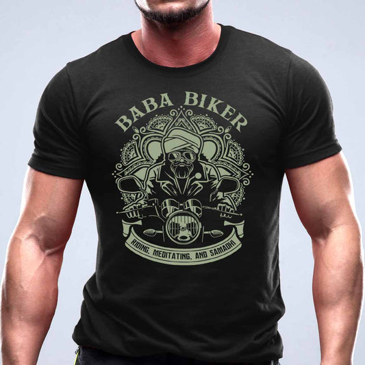 baba biker meditation shirt teniska bacimba мото чfпър тениска зелена