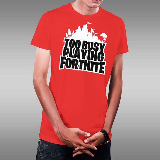 Тениска too busy playing games игри черна liratech.bg