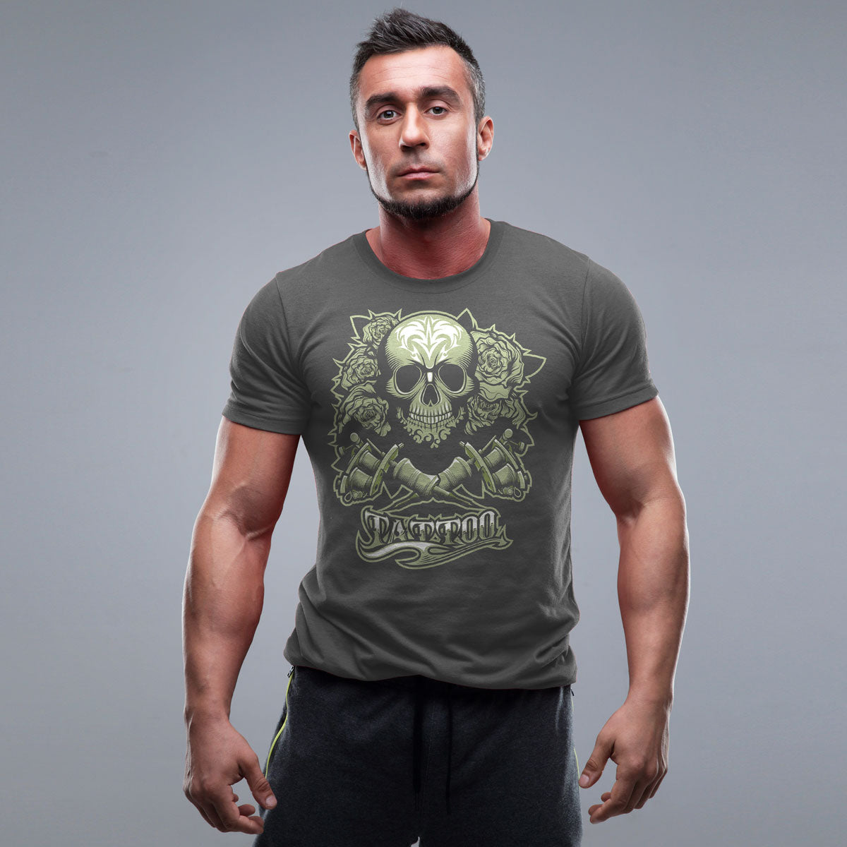 тениска tattoo перфектно качество фланелка къс ръкав каки liratech.bg