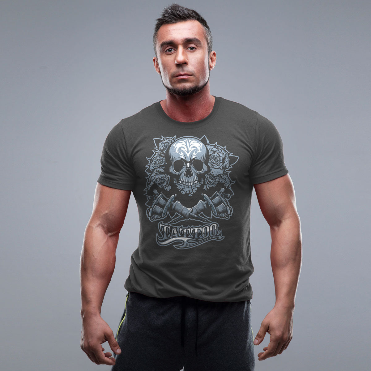 тениска tattoo перфектно качество фланелка къс ръкав сива liratech.bg