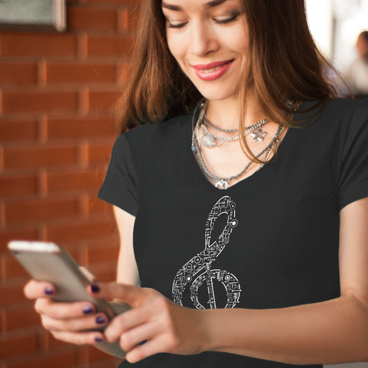 Note Music Electric ключ Сол тениска с уникален дизайн за Нея