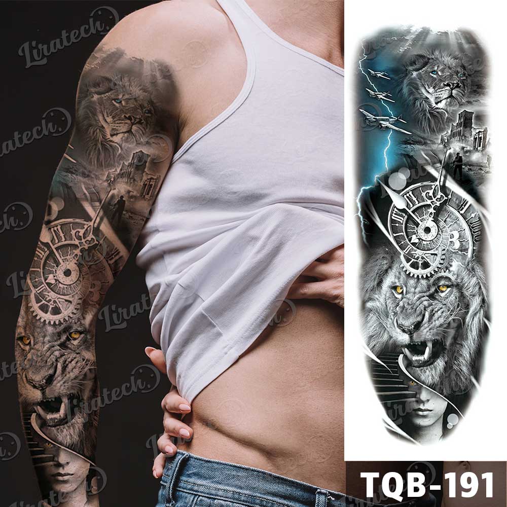 "Lions time" (The time of the lion) временна татуировка - ръкав - Liratech.bg