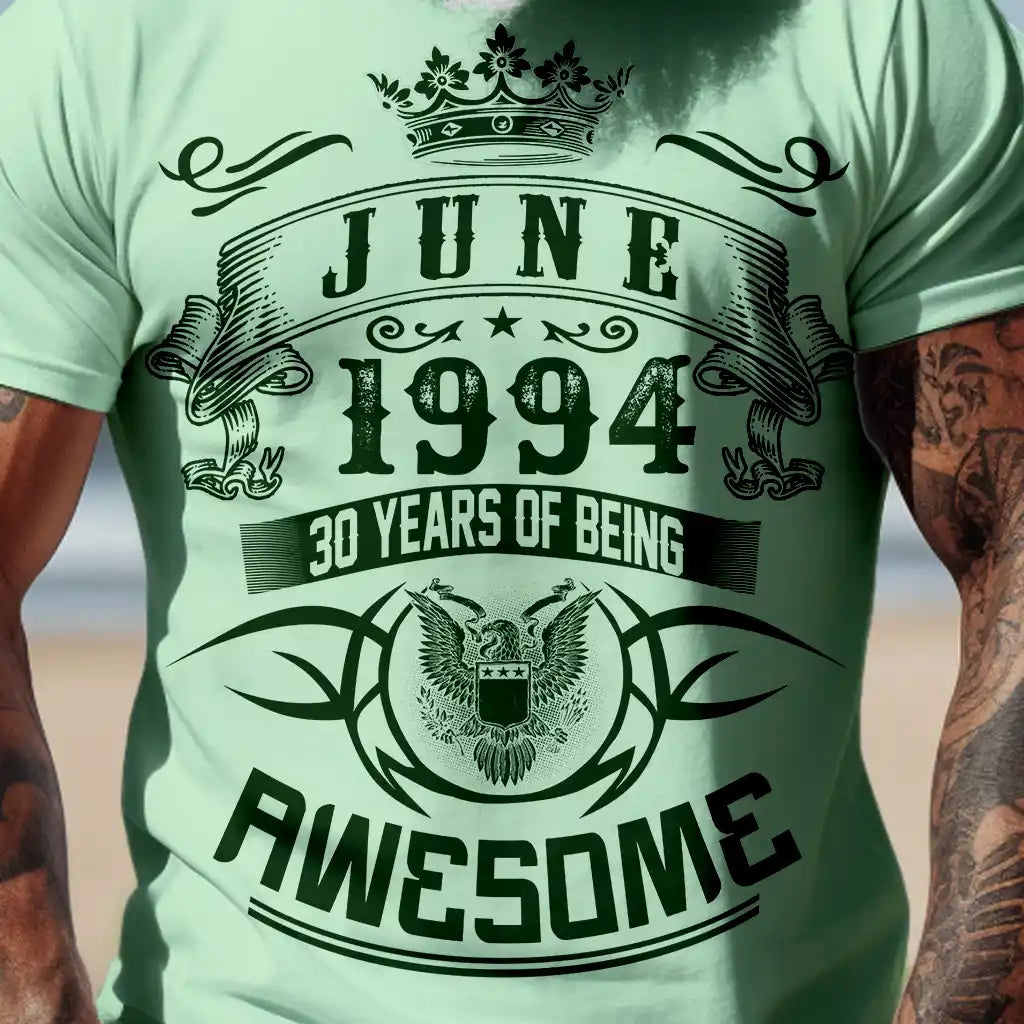 Тениска за рожден ден 335 дизайн - 18, 20, 30, 40 50 години юбилей цвят мента
