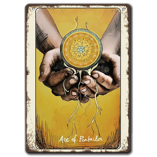 Ace of pentacle tarot метална табела