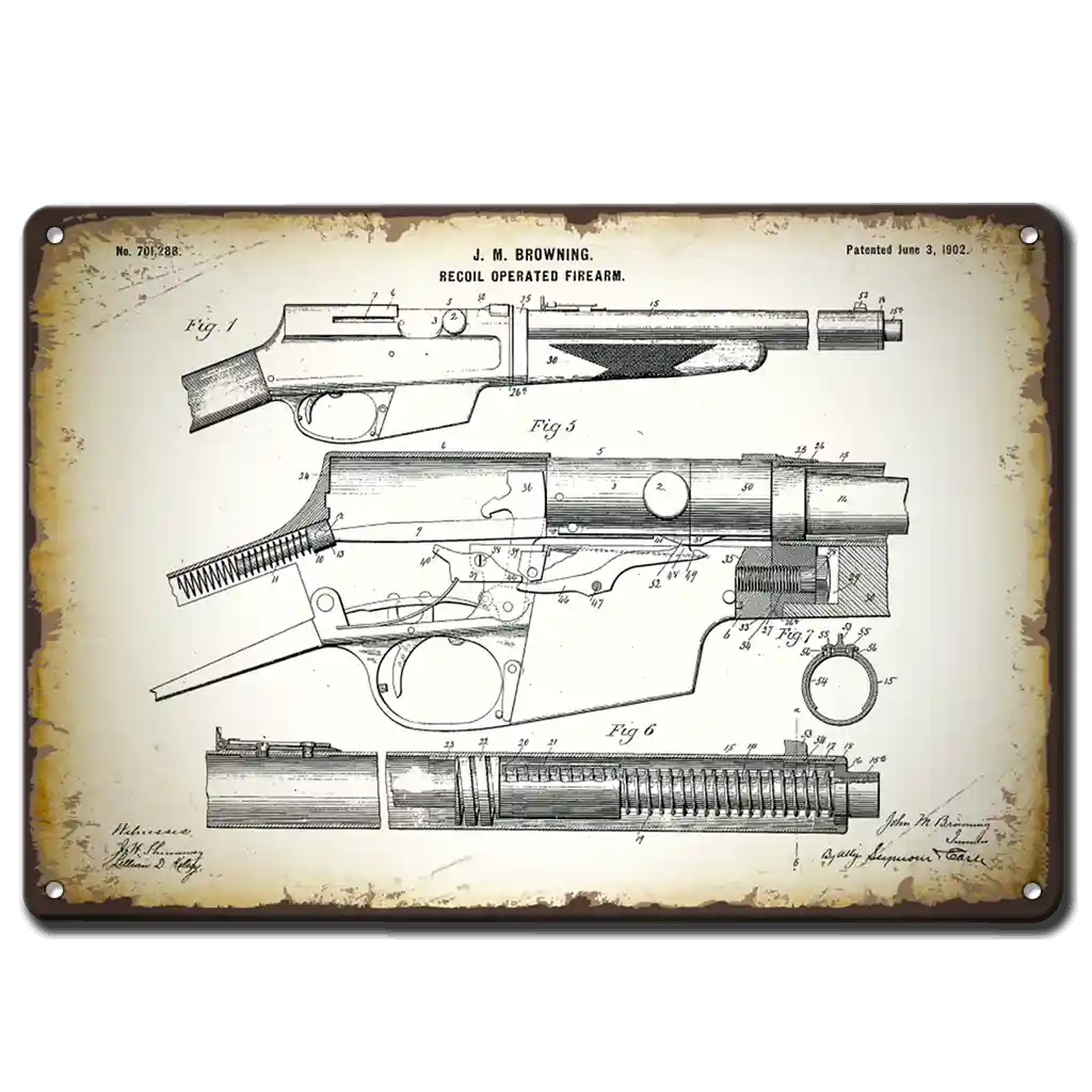Патенти на Браунинг метални табели 30х45 - пушка помпа 1922