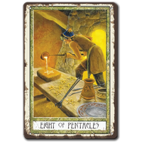 Eight of pentacle tarot метална табела