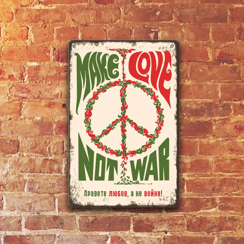 Make love, not war! - metalna tabelka heppy hippy