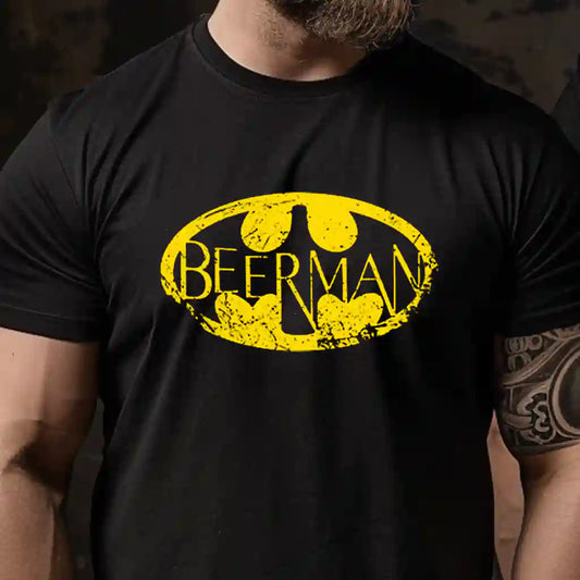 Тениска с майтапчийски надпис - бирамен, beerman, batman