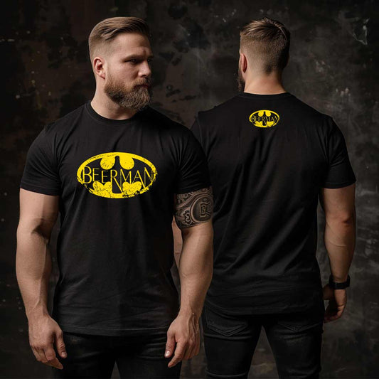 Тениска с майтапчийски надпис - бирамен, beerman, batman