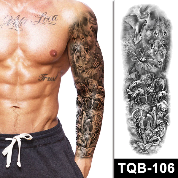 Временна татуировка олимпийски лъвове temporary tattoo black-white