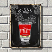 Bloody Mary cocktail - винтидж метална декоративна табелка