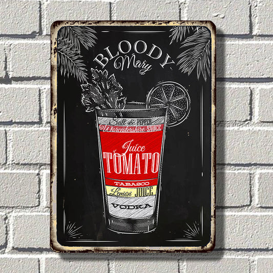 Bloody Mary cocktail - винтидж метална декоративна табелка