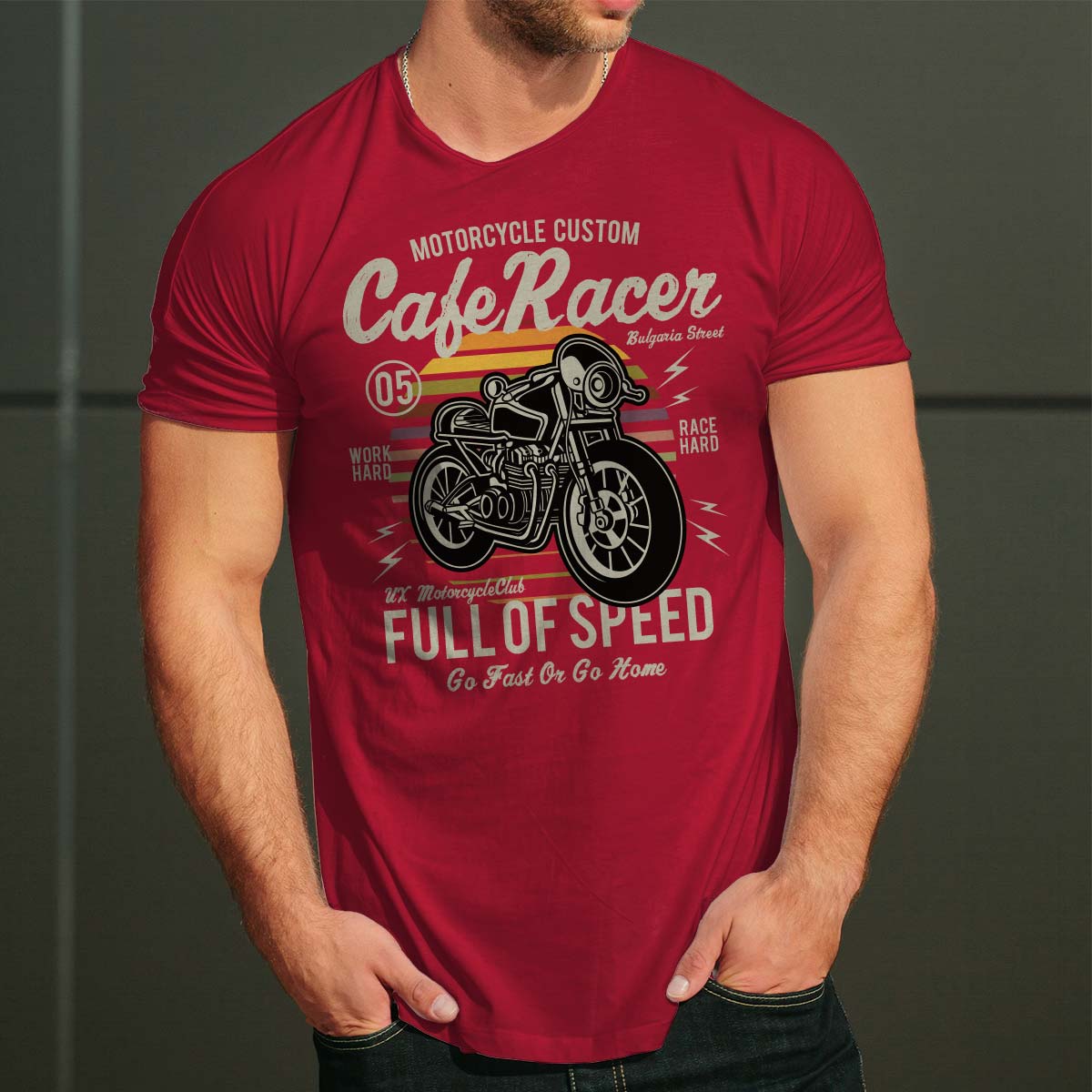 Cafe Racer тениска с уникален дизайн за Него