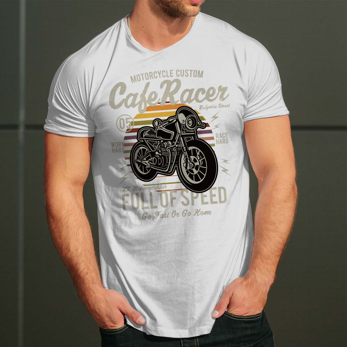 Cafe Racer тениска с уникален дизайн за Него