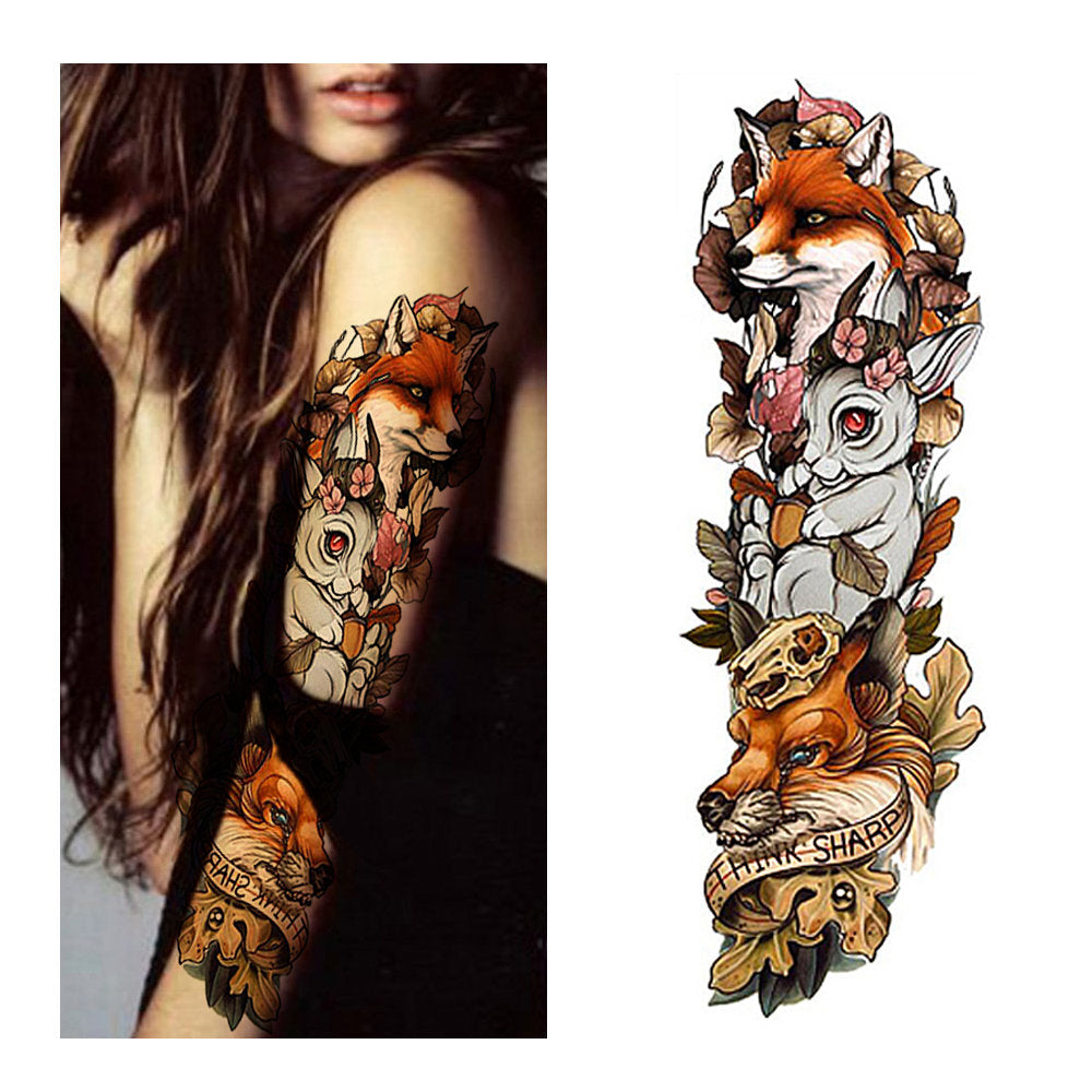 Лисичка реалистична временна татуировка ръкав