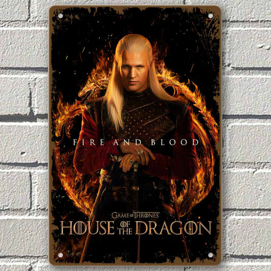 Домът на дракона House of the Dragon - винтидж метална табелка  Ренира и Алисън