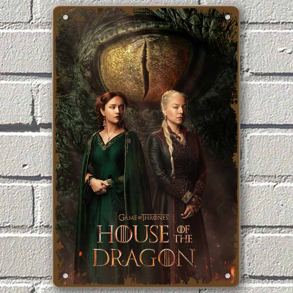 Домът на дракона House of the Dragon - винтидж метална табелка  Ренира и Алисън