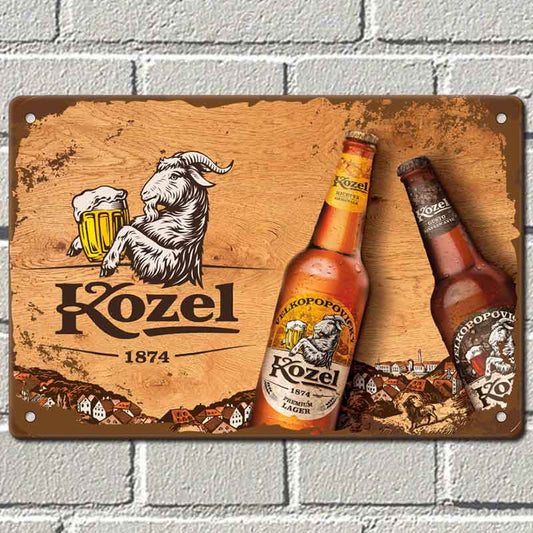 Kozel - vintidzh metalna dekorativna tabelka