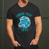 тениска fighter pilot перфектно качество фланелка къс ръкав черна liratech.bg