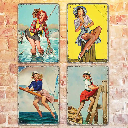 pin-up секси ретро табелки от стоманена ламарина винтидж