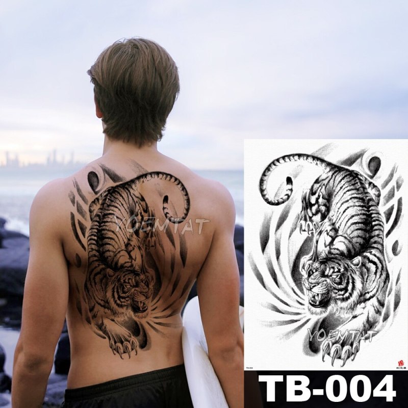 "TB 004" реалистична временна татуировка гръб