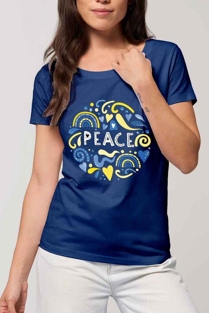 Peace в цветовете на Украйна - дамска памучна тениска