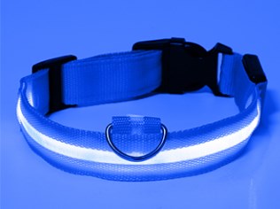 Светещ нашийник за куче, LED XS до XL Зареждащ се акумулаторен Лиратек червен