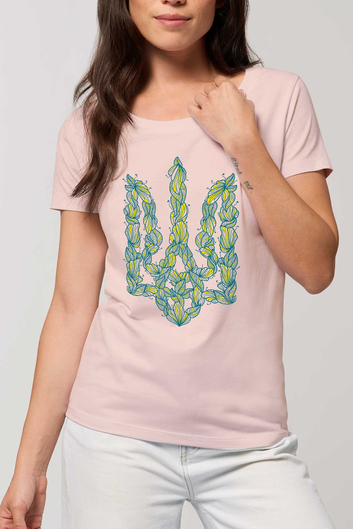Украински мотиви тризъбец дамска памучна тениска Ucrainian shirt